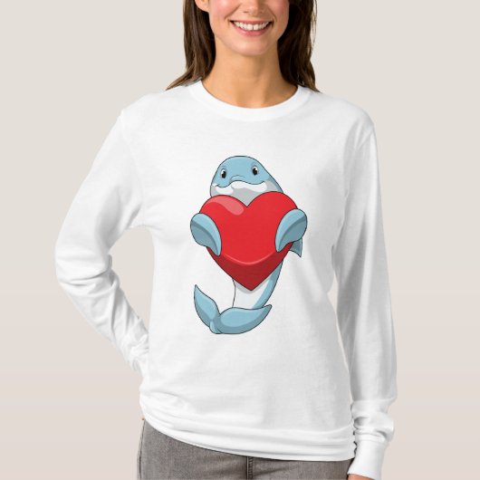 Dolphin mit Herz T-Shirt (Vorderseite)