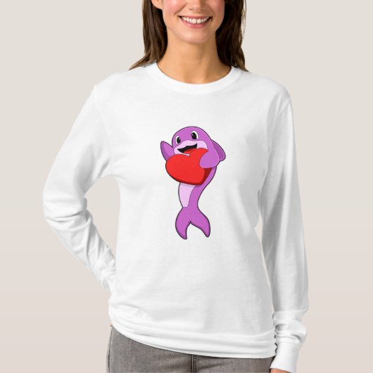 Dolphin mit Herz T-Shirt (Vorderseite)