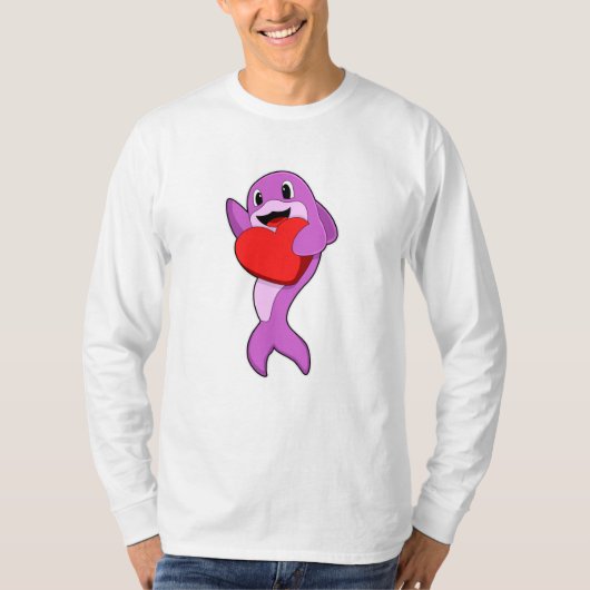 Dolphin mit Herz T-Shirt (Vorderseite)