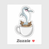 Dolphin mit Kaffee-Cup Aufkleber (Blatt)