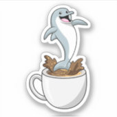 Dolphin mit Kaffee-Cup Aufkleber (Vorderseite)