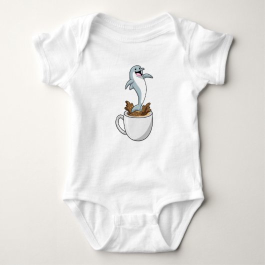 Dolphin mit Kaffee-Cup Baby Strampler (Vorderseite)