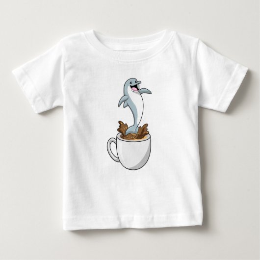 Dolphin mit Kaffee-Cup Baby T-shirt (Vorderseite)