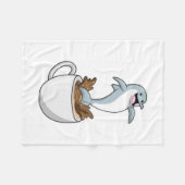 Dolphin mit Kaffee-Cup Fleecedecke (Vorderseite (Horizontal))