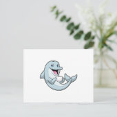 Dolphin mit Kaffee-Cup Postkarte (Stehend Vorderseite)