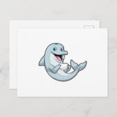 Dolphin mit Kaffee-Cup Postkarte (Vorne/Hinten)