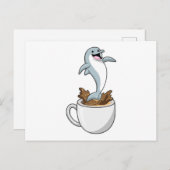 Dolphin mit Kaffee-Cup Postkarte (Vorne/Hinten)