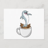 Dolphin mit Kaffee-Cup Postkarte (Vorderseite)
