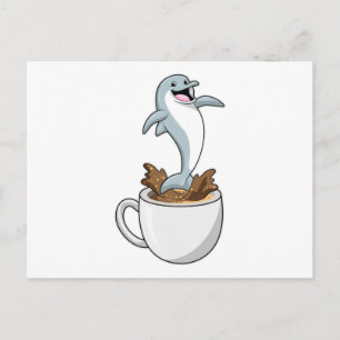 Dolphin mit Kaffee-Cup Postkarte