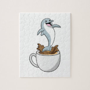Dolphin mit Kaffee-Cup Puzzle