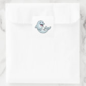Dolphin mit Kaffee-Cup Quadratischer Aufkleber (Tasche)
