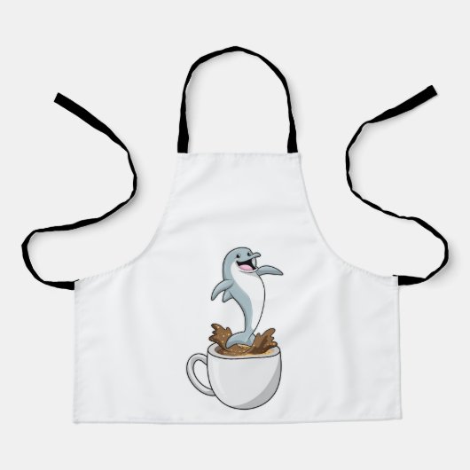 Dolphin mit Kaffee-Cup Schürze (Vorderseite)