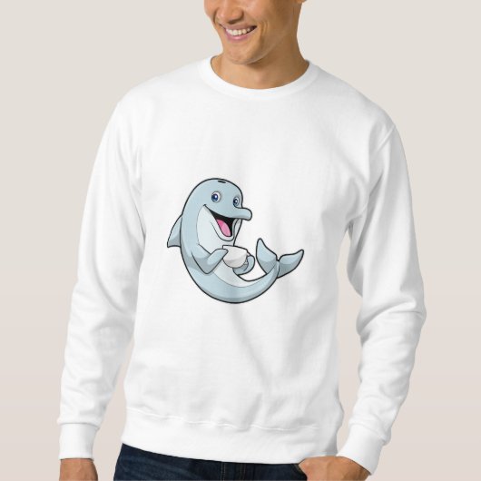 Dolphin mit Kaffee-Cup Sweatshirt (Vorderseite)