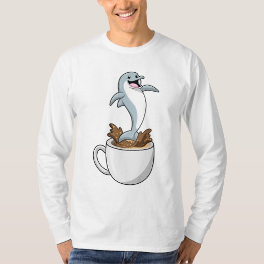 Dolphin mit Kaffee-Cup T-Shirt (Vorderseite)