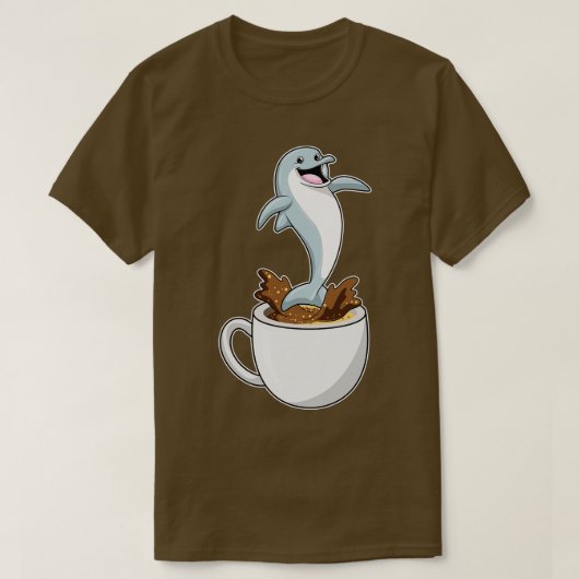 Dolphin mit Kaffee-Cup T-Shirt (Design vorne)