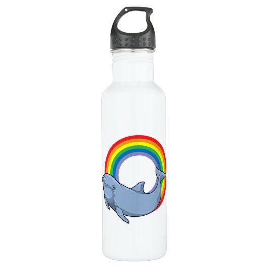 Dolphin mit Regenbogen Edelstahlflasche (Vorderseite)