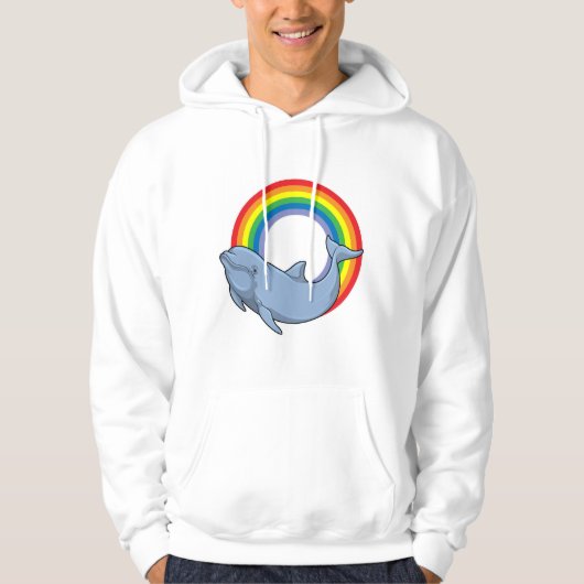 Dolphin mit Regenbogen Hoodie (Vorderseite)