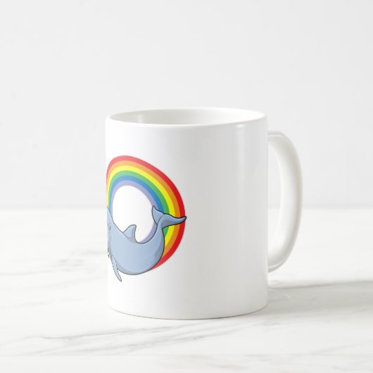 Dolphin mit Regenbogen Kaffeetasse (VorderseiteRechts)