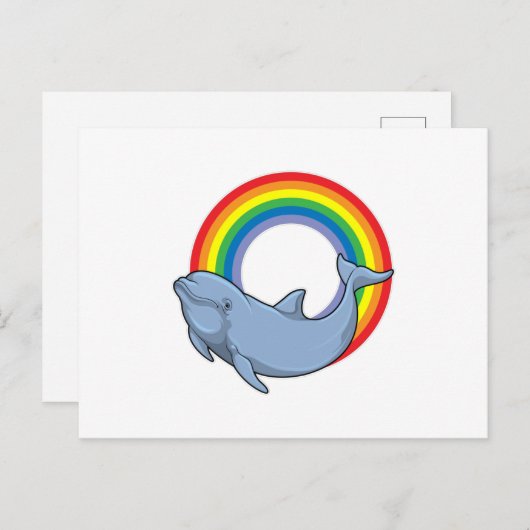 Dolphin mit Regenbogen Postkarte (Vorne/Hinten)