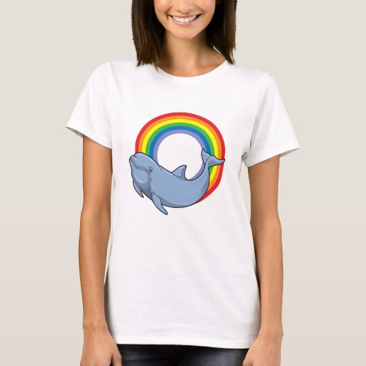 Dolphin mit Regenbogen T-Shirt (Vorderseite)