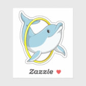Dolphin mit Ring Aufkleber (Blatt)