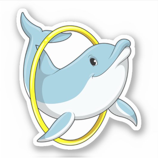 Dolphin mit Ring Aufkleber (Vorderseite)