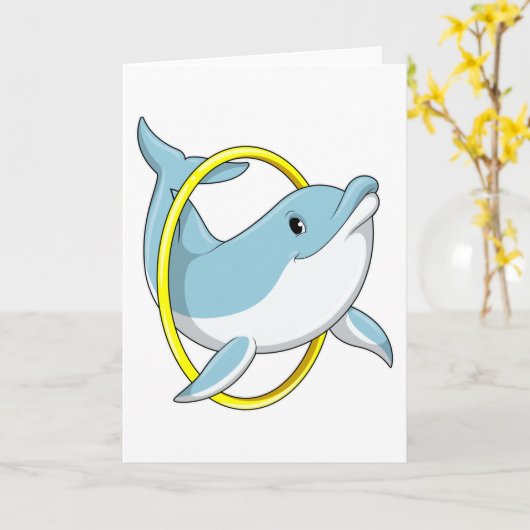 Dolphin mit Ring Karte (Gelbe Blume)