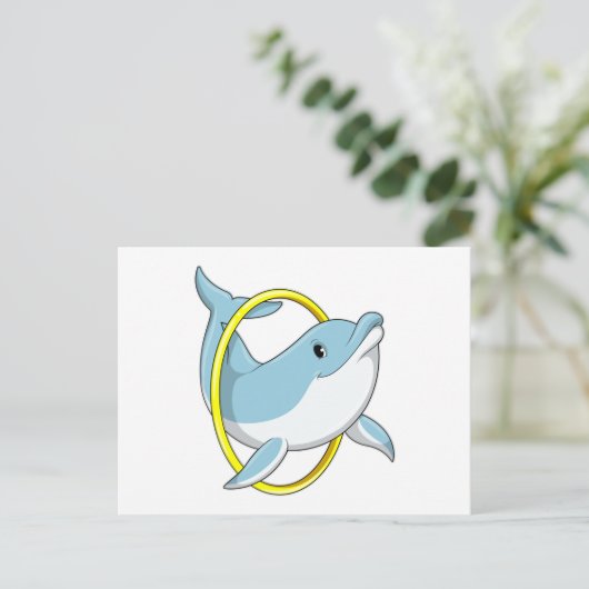 Dolphin mit Ring Postkarte (Stehend Vorderseite)