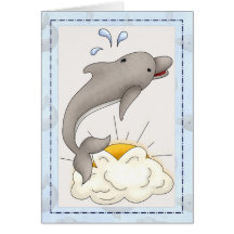 Dolphin mit Sun/Clouds Tiergrüßkarte d2