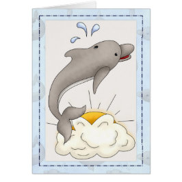 Dolphin mit Sun/Clouds Tiergrüßkarte d2