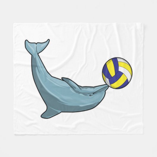 Dolphin mit Volleyball Fleecedecke (Vorderseite (Horizontal))