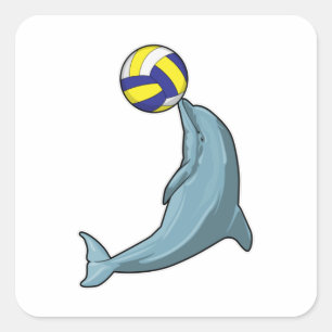 Dolphin mit Volleyball Quadratischer Aufkleber