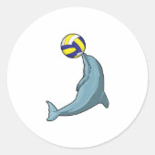 Dolphin mit Volleyball Runder Aufkleber (Vorderseite)