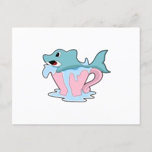 Dolphin mit Wasserball.PNG Postkarte