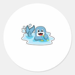 Dolphin mit Wasserpolo Runder Aufkleber