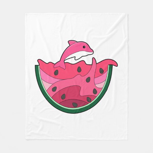 Dolphin mit Watermelon Fleecedecke (Vorderseite)