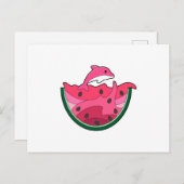 Dolphin mit Watermelon Postkarte (Vorne/Hinten)