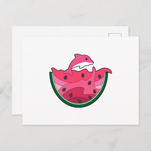 Dolphin mit Watermelon Postkarte (Vorne/Hinten)
