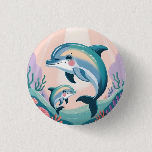 Dolphin Mom and Baby Button (Vorderseite)