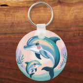 Dolphin Mom and Baby Schlüsselanhänger (Vorderseite)