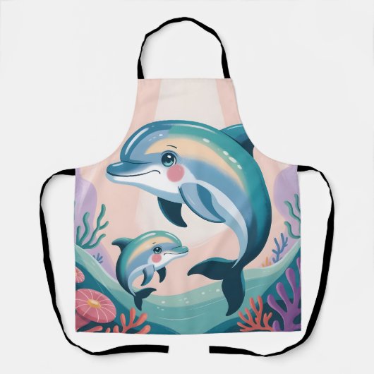 Dolphin Mom and Baby Schürze (Vorderseite)