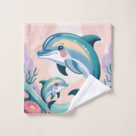 Dolphin Mom and Baby Waschlappen