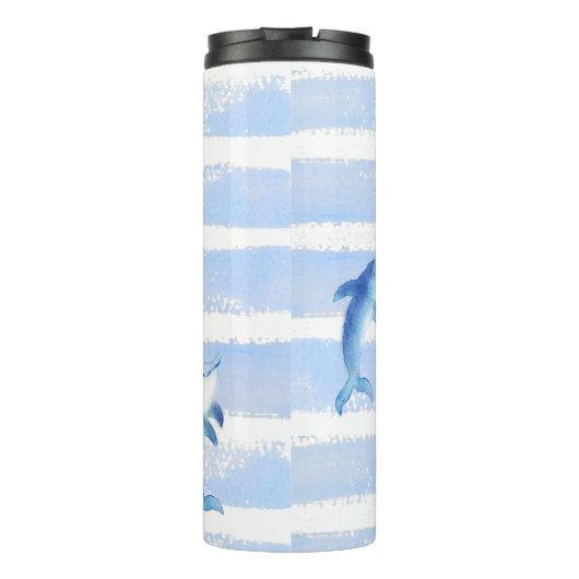 Dolphin Monogram Stripes Beach Wasserfarbe Thermosbecher (Rückseite)