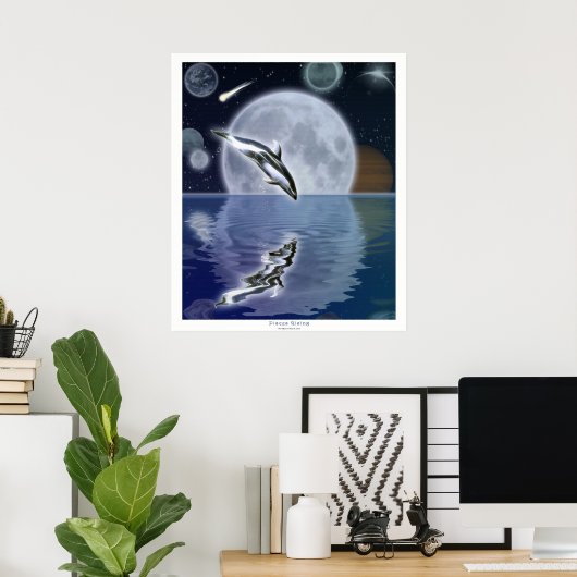 DOLPHIN & MOON II Fantasy Art Poster (Heimbüro)