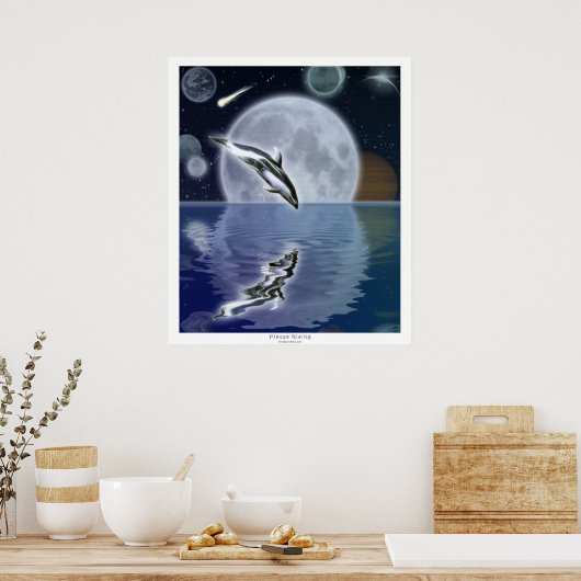 DOLPHIN & MOON II Fantasy Art Poster (Küche)
