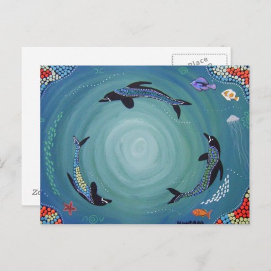 Dolphin Moon Postkarte (Vorne/Hinten)