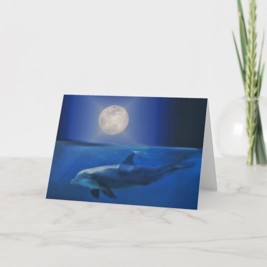 Dolphin Moon und Universe Geburtstagskarte Karte (Vorderseite)