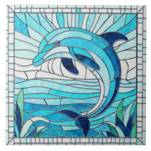 Dolphin Mosaic Art - Azul und Emerald Fliese (Vorderseite)