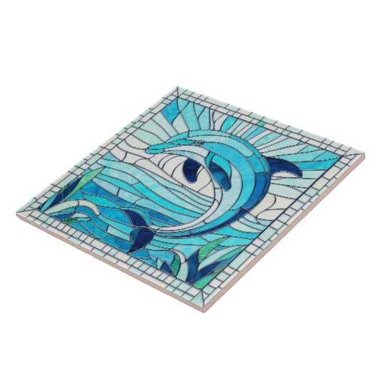 Dolphin Mosaic Art - Azul und Emerald Fliese (Seite)