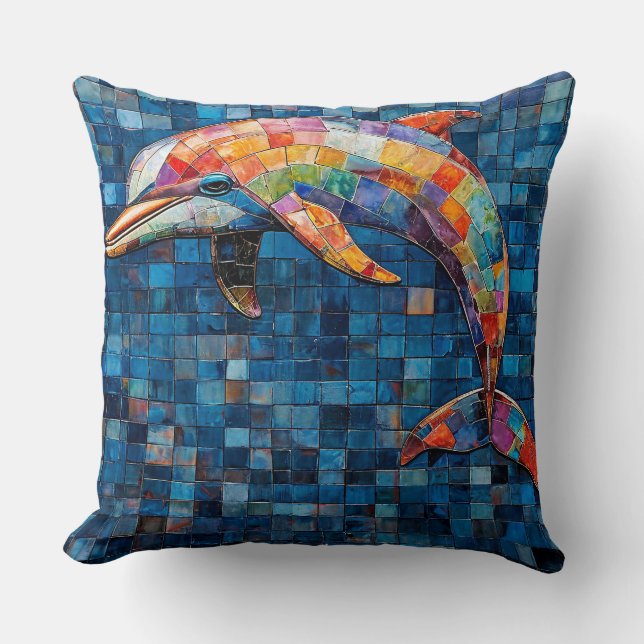 Dolphin Mosaik Art Kissen (Vorderseite)